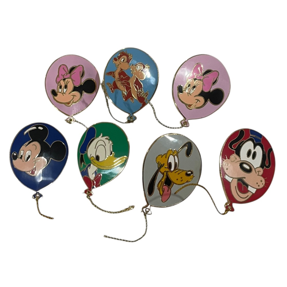 Disney Pin Set of 7 Balloons Mickey Minnie Donald Duck Pluto Goofy Chip Dale EUC
